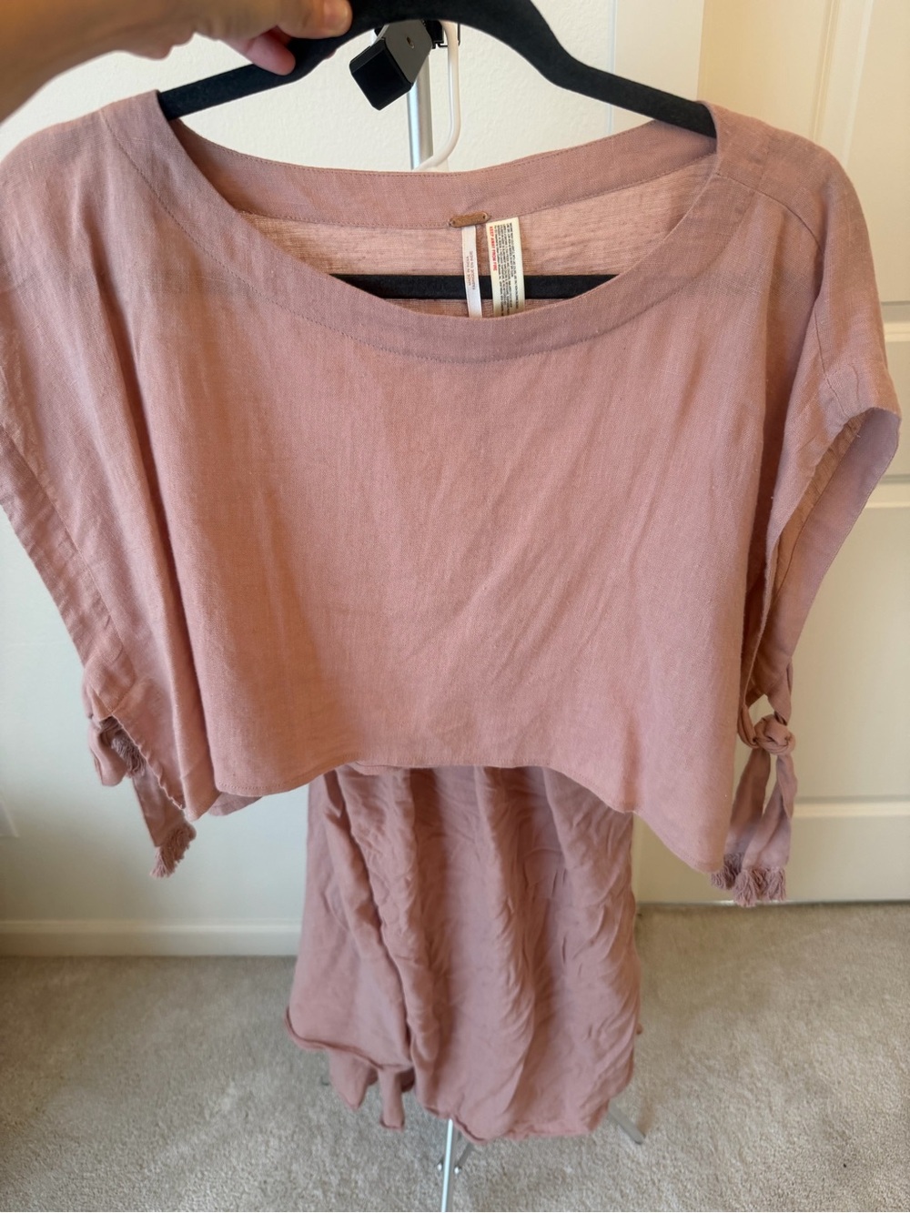 Free People Dusty Rose Cropped Linen Tunic and skirt set